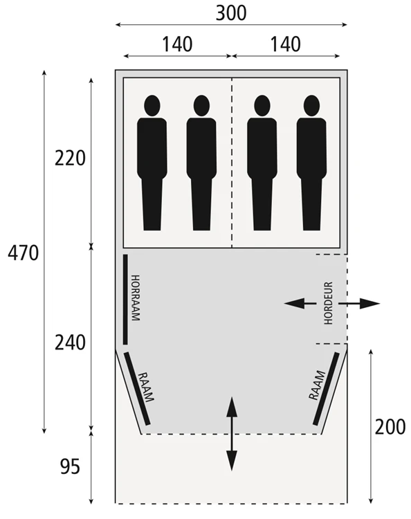 Safarica Blackhawk 300 Deluxe Dark Shadow/Brlj.Blue Familietent 4 Safarica Blackhawk 300 Deluxe Dark Shadow/Brlj.Blue Familietent - Afbeelding 2